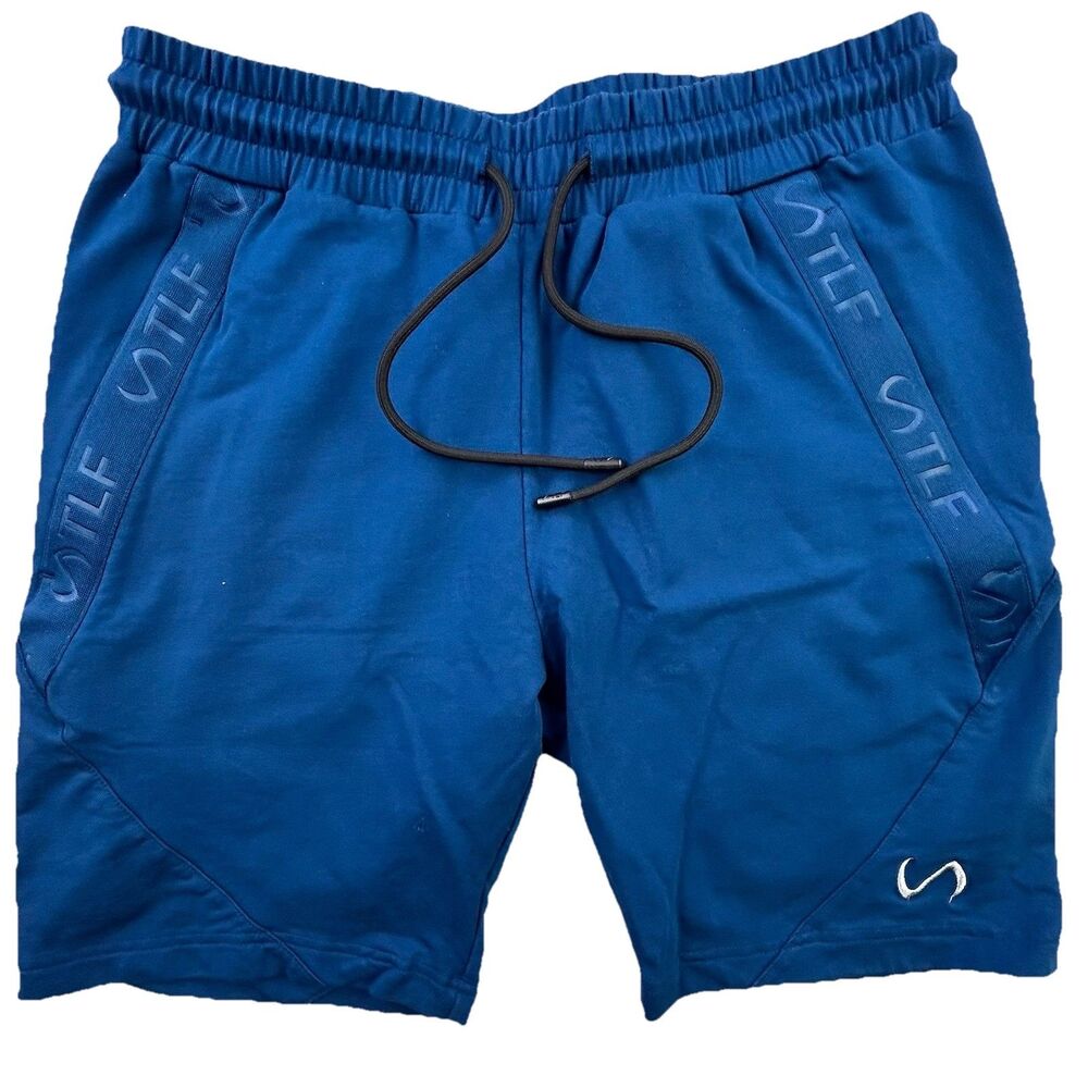 TLF Take Life Further Gym Shorts Mens Large Blue Athletic Drawstring Pockets